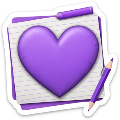 paper with Hand drawn purple heart outline with pencil sticker