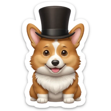 Corgi with top hat sticker