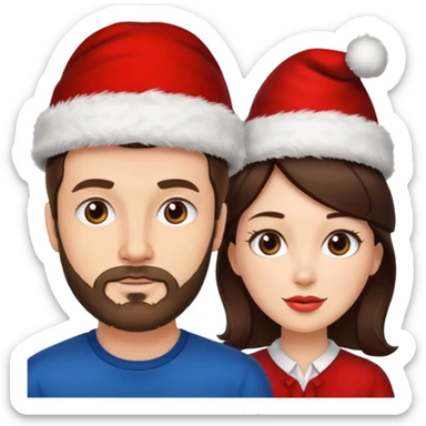 SCOTTISH MAN WITH STUBBLE AND BRUNETTE WOMAN WITH XMAS HAT sticker