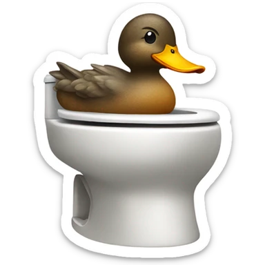 a duck pooping on a toilet  sticker