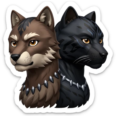 Wolf with black panther animal sticker