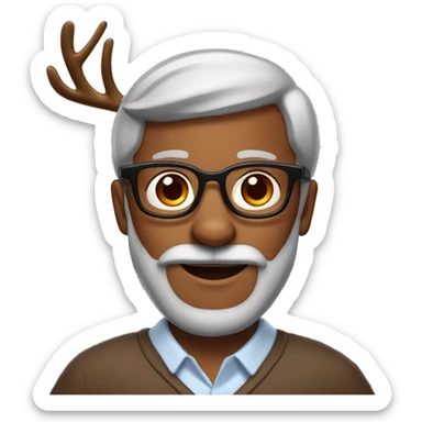 60 years Brown skin man with beard who wears glasses, his nose is red and in his head wears a diadem of Rudolf the reindeer  sticker