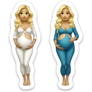 adorable pregnant blond full body women with beach-wave-hair sticker