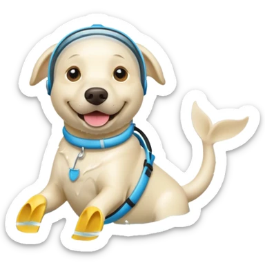 White labrador with snorkel and fins sticker