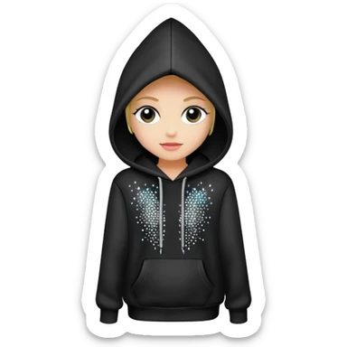 Black hoodie with rhinestones sticker