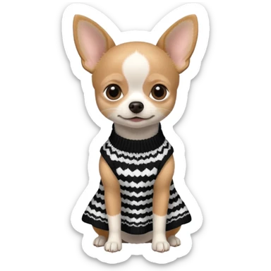 Chiuaua in bianco e nero con vestitino in maglia sticker