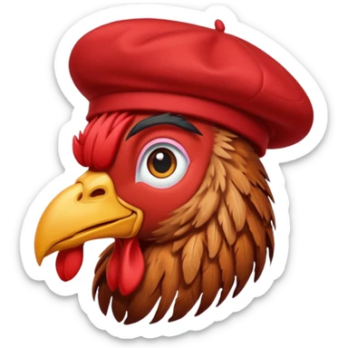 rooster with beret sticker