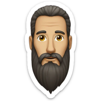 A very tall man with a long beard, and his name is Moaz sticker