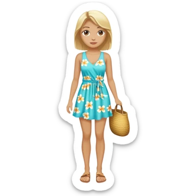 blond woman with beach outfit dress full body sticker