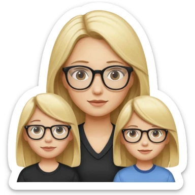 je voudrai un emoji d'une fille aux cheveux longs et blonds avec des lunettes en FAMILLE sticker