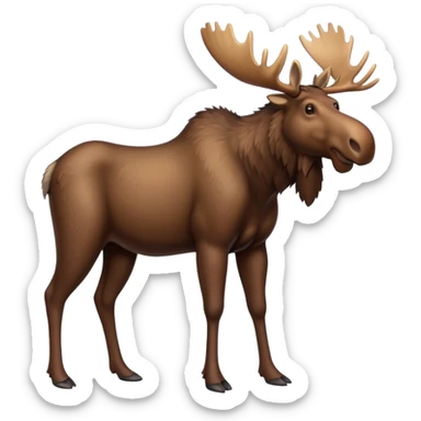 A high-resolution digital illustration of a full body moose in a clean, semi-realistic style. The noble moose is shown full body sticker
