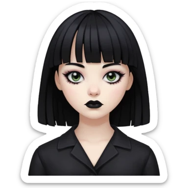Faça uma zumbi com franja da subcultura gothc com o olho preto ela  sticker