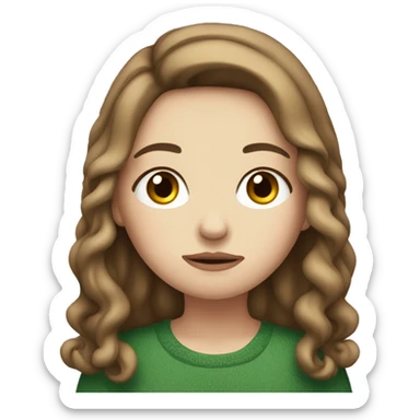 very sad Christmas white girl with brown hair sticker