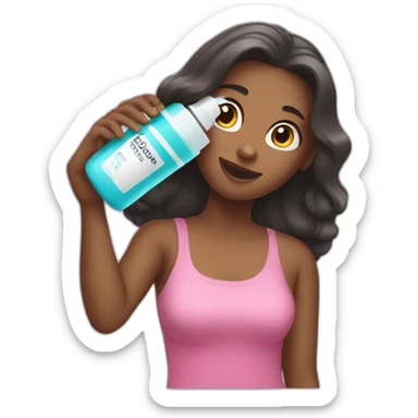 girl with shampoo bottle in her hands sticker