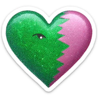 pink and green glittery heart without face sticker