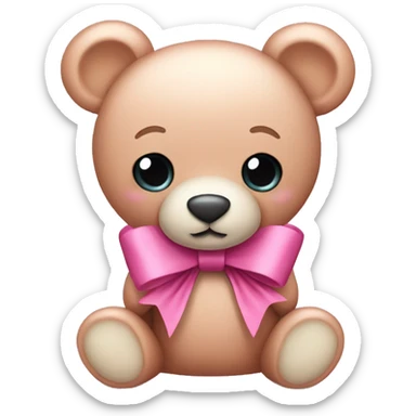 pink bow teddy bear solo sticker
