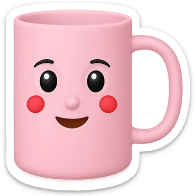 A mug in pastel pink color, emoji style, with no background. Please keep the emoji style look consistent. sticker