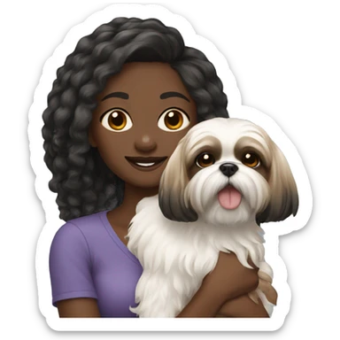 Black girl with shih tzu sticker