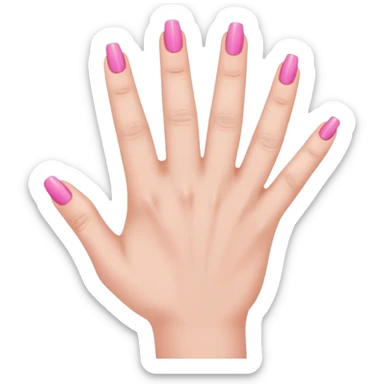 hand with pink nails done with five fingers  sticker