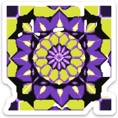 kaleidoscope effect with 6 facets, black, white, and neon yellow sticker