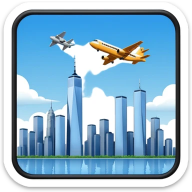 the number 21 on a plane flying near the twin towers sticker