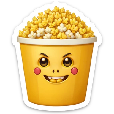 popcorn , with mischief face demon sticker