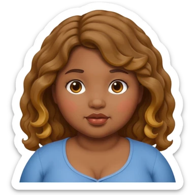 chubby girl with dusky skin tone and wavy hairs sticker