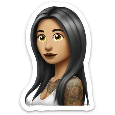 tattooed woman very attractive long hair sticker