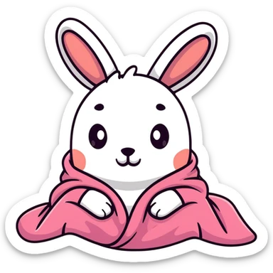 Black rabbit with pink blanket sticker