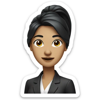 executive woman with long black hair with ponytail black eyes sticker