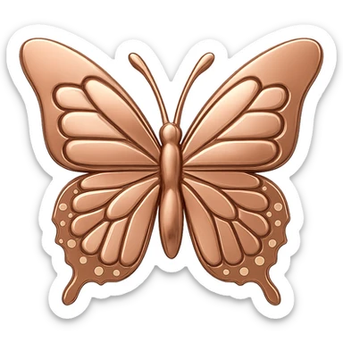 Make this butterfly look more metallic with a shiny rose gold finish, elegant and reflective, icon style. sticker