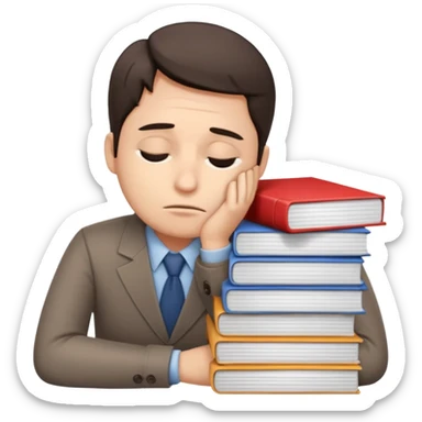 tired marketer eyes half-closed with a stack of reports sticker