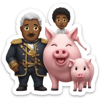 My lord with big hart and cute pig  sticker