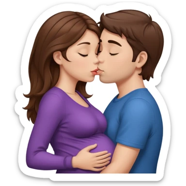 

"Men with short brown hair and fair skin a pregnant woman with long brown hair and fair skin, kissing."





 sticker