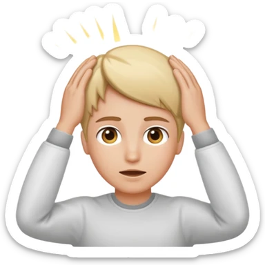 Hands on head sending a white beam from between eyes sticker