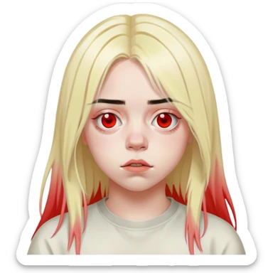 billie eilish with red roots and boach hair  sticker