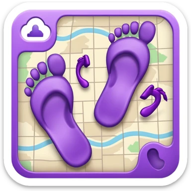 "Forty-two purple footsteps moving across a map inside an open house." sticker