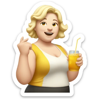 Chubby pale Woman dancing with drink with eyes closed sticker