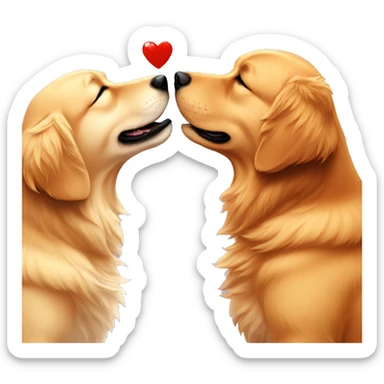 Golden Retriever kiss a little bear sticker