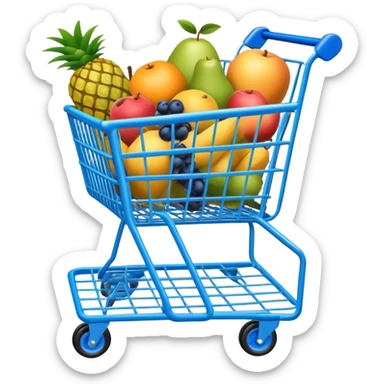 tropic fruits in a blue Shopping cart  sticker