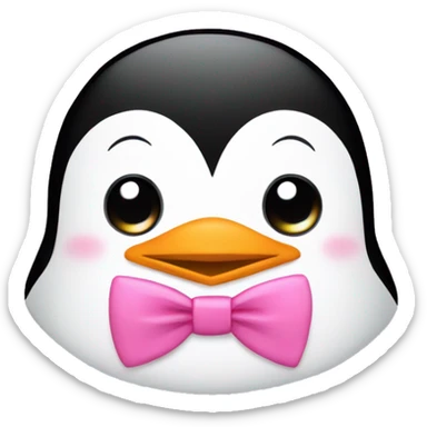 cute penguin head with pink bow tie on head sticker