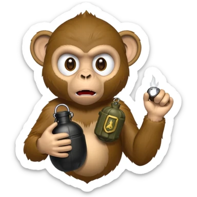 A monkey with a grenade sticker