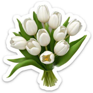 white tulip bouquet  sticker