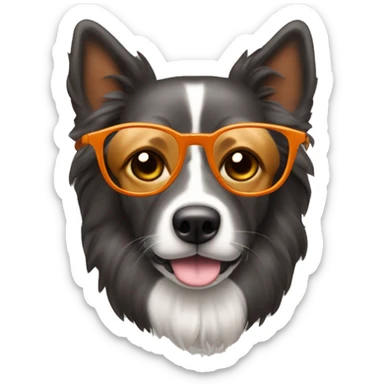 Perro filsofico, con lentes, de color anaranjado sticker