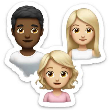 White mom black and blonde hair Hispanic father short black hair white two year old girl brown hair with bangs white one year old  boy  sticker