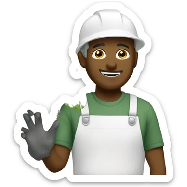 White Landscaper planting bushes sticker