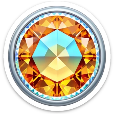 extra close-up round cut azotic topaz gemstone with holographic effect and elegant silver frame, no extra accents sticker