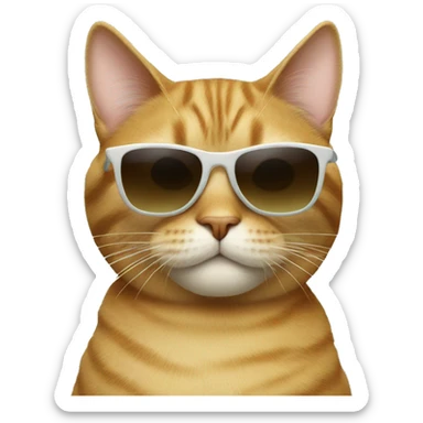 Cat with sunglasses drinking starbucks sticker