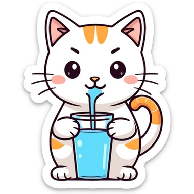 Cat sipping water sticker
