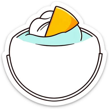 bowl of yogurt with fresh mango slices on top sticker